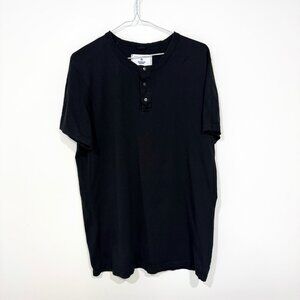 Reigning Champ Mens Short Sleeve Henley Raglan T-shirt Size L Black